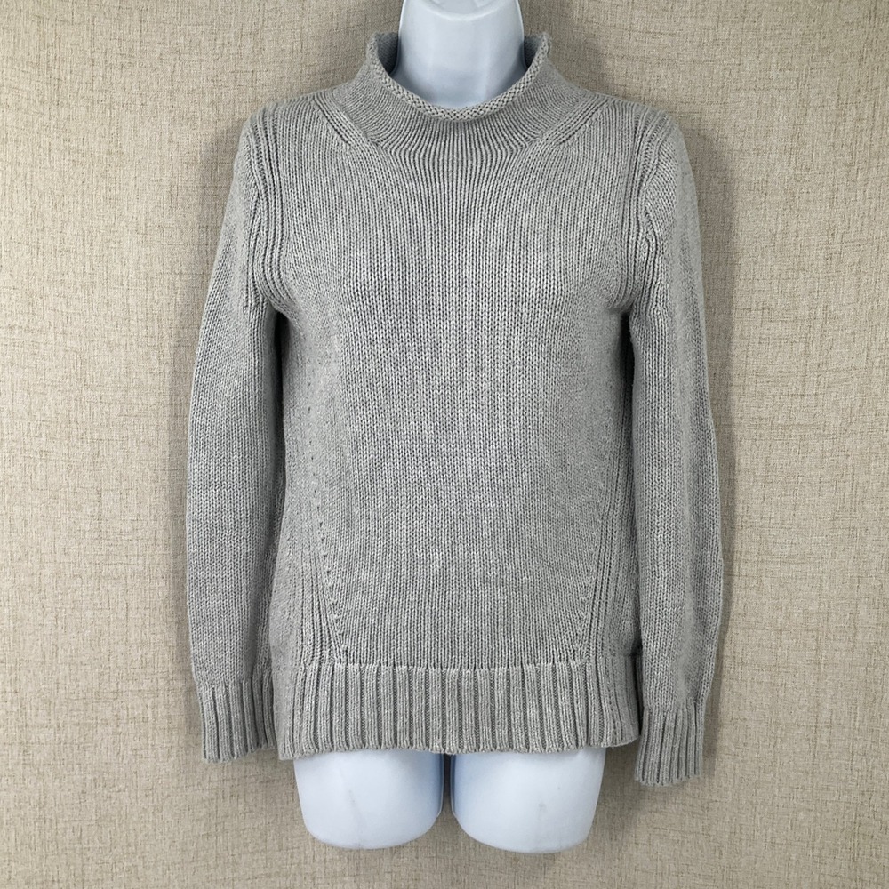 J.Crew Always Sweater Women XS Grey Classic Minimalist Roll Neck Shaker Knit